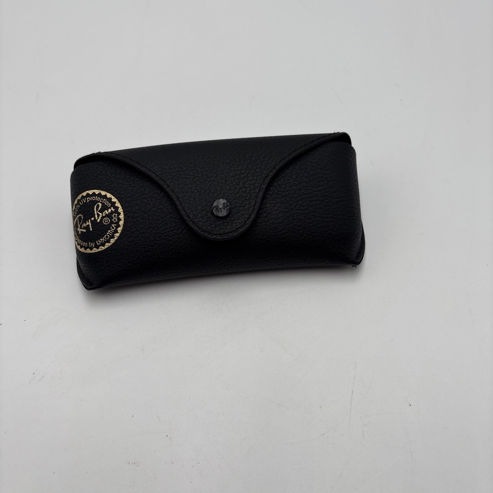 Ray Ban Sunglass Case Black Soft Shell Button Closure Cleaning Cloth Paper Work‎